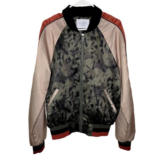Eleven Paris | Color Block Camo Satin Bomber Jacket - Picture 3 of 9